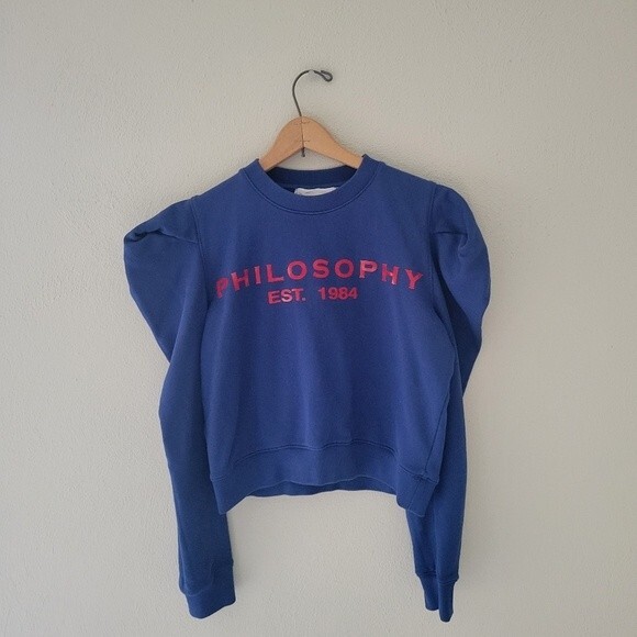 Philosophy di Lorenzo Serafini Blue Sweatshirt with Red Lettering - Picture 2 of 8